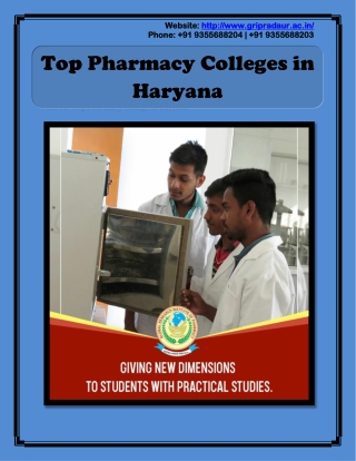 B Pharmacy College in Haryana - B Pharma College