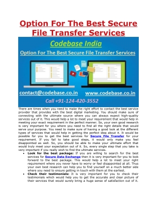 Option For The Best Secure File Transfer Services