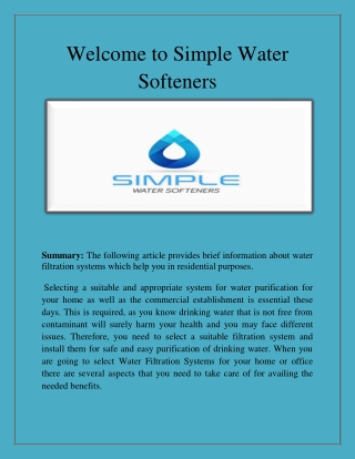 Water Softener Systems, Water Softner - simplewatersofteners.com