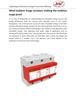 Wind turbines Surge arresters making the turbines surge proof