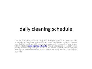 daily cleaning schedule