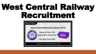 West Central Railway Recruitment 2019 Apply WCR 160 Apprentice Post
