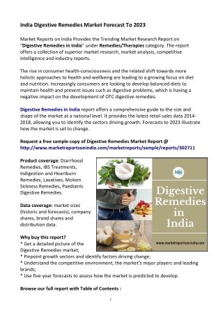 India Digestive Remedies Market Research Report 2023