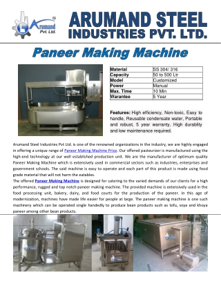 Paneer Making Machine