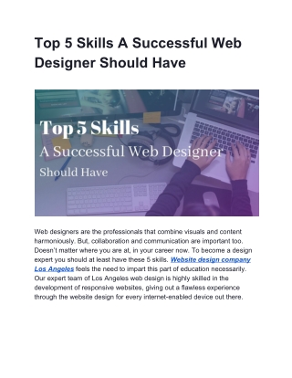 Top 5 Skills A Successful Web Designer Should Have