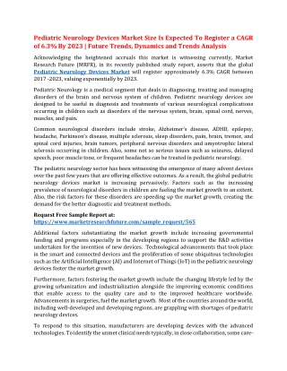 Pediatric Neurology Devices Market Size Is Expected To Register a CAGR of 6.3% By 2023 | Future Trends, Dynamics and Tre