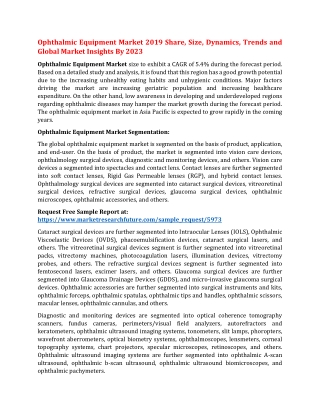 Ophthalmic Equipment Market 2019 Share, Size, Dynamics, Trends and Global Market Insights By 2023