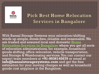 Pick Best Home Relocation Services in Bangalore