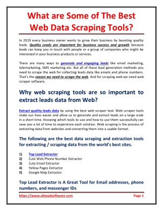 What are Some of The Best Web Data Scraping Tools