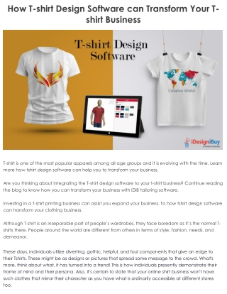 How T-shirt Design Software can Transform Your T-shirt Business?