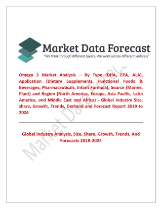 Omega-3 Market Demand in North America | Industry Research Report 2019