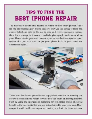 TIPS TO FIND THE BEST IPHONE REPAIR