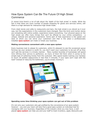 How Epos System Can Be The Future Of High Street Commerce