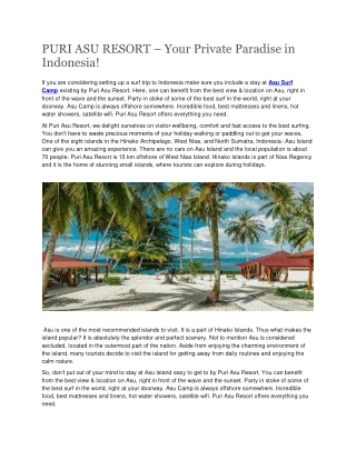 PURI ASU RESORT – Your Private Paradise in Indonesia!