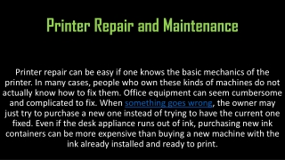 Printer Repair and Maintenance