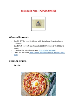 Santa Lucia Pizza Heathridge Menu – 5% off - Pizza restaurant in Joondalup, WA 6027