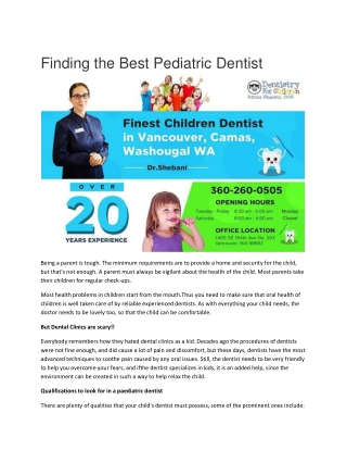 Finding the Best Pediatric Dentist