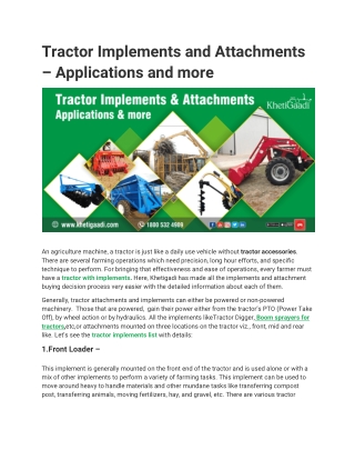 Tractor Implements and Attachments – Applications and more
