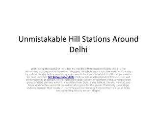 Unmistakable Hill Stations Around Delhi