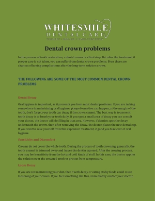 Dental Crown Problems