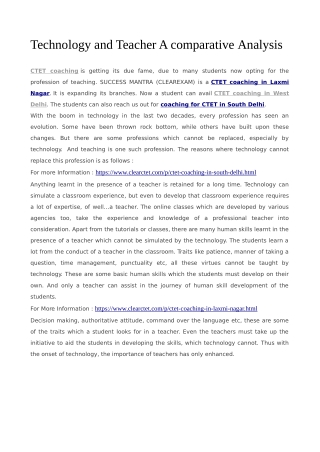 Technology and Teacher A comparative Analysis