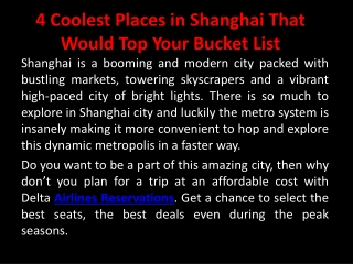 4 Coolest Places in Shanghai That Would Top Your Bucket List
