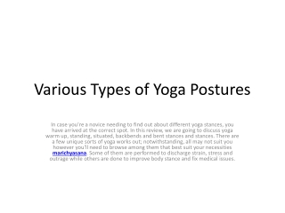 Various Types of Yoga Postures