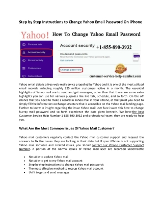 How to Change Yahoo Email Password On iPhone | Call 1-855-890-3932