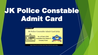 JK Police Constable Admit Card 2019 Download | Constable Exam Date