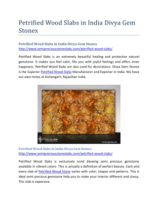 Petrified Wood Slabs in India Divya Gem Stonex