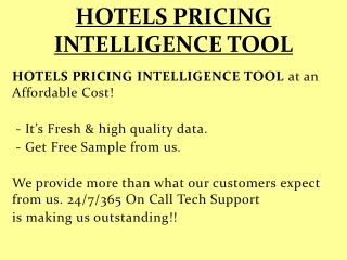 HOTELS PRICING INTELLIGENCE TOOL