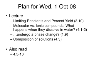 Plan for Wed, 1 Oct 08