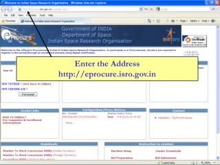 Enter the Address eprocure.isro