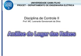 UNIVERSIDADE GAMA FILHO PROCET – DEPARTAMENTO DE ENGENHARIA ELÉTRICA