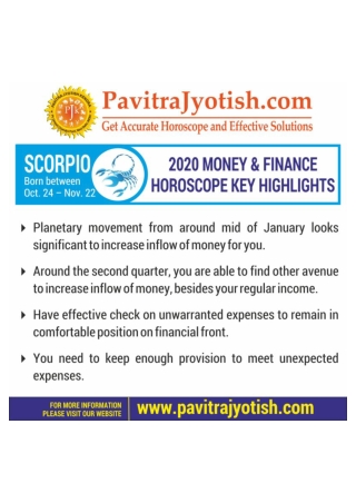 2020 Scorpio Money and Finance Horoscope