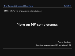 CSCI 3130: Formal languages and automata theory