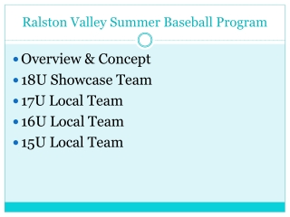 Ralston Valley Summer Baseball Program