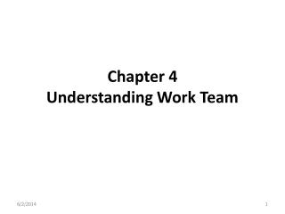 Chapter 4 Understanding Work Team