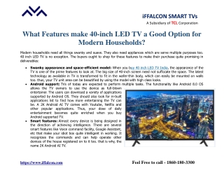 What Features Make 40-Inch LED TV A Good Option For Modern Households?