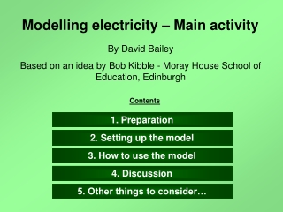 Modelling electricity – Main activity