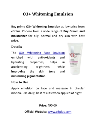 O3 Whitening Emulsion