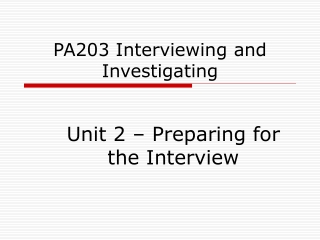 PA203 Interviewing and Investigating