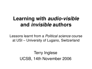 Terry Inglese UCSB, 14th November 2006