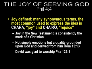 THE JOY OF SERVING GOD