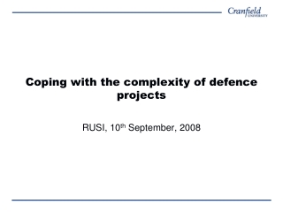 Coping with the complexity of defence projects