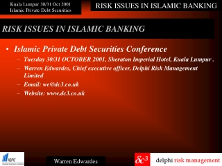RISK ISSUES IN ISLAMIC BANKING