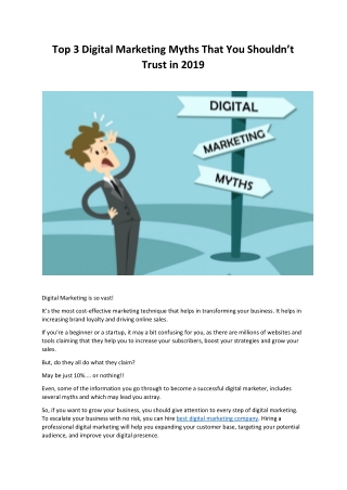 Top 3 Digital Marketing Myths That You Shouldn’t Trust in 2019