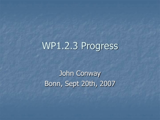 WP1.2.3 Progress