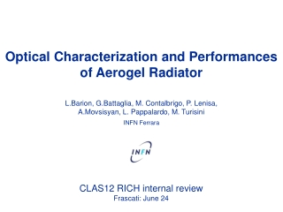 Optical Characterization and Performances of Aerogel Radiator