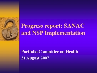 Progress report: SANAC and NSP Implementation
